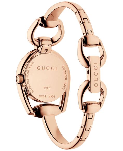 gucci rose gold horsebit watch|Gucci Horsebit bangle watch.